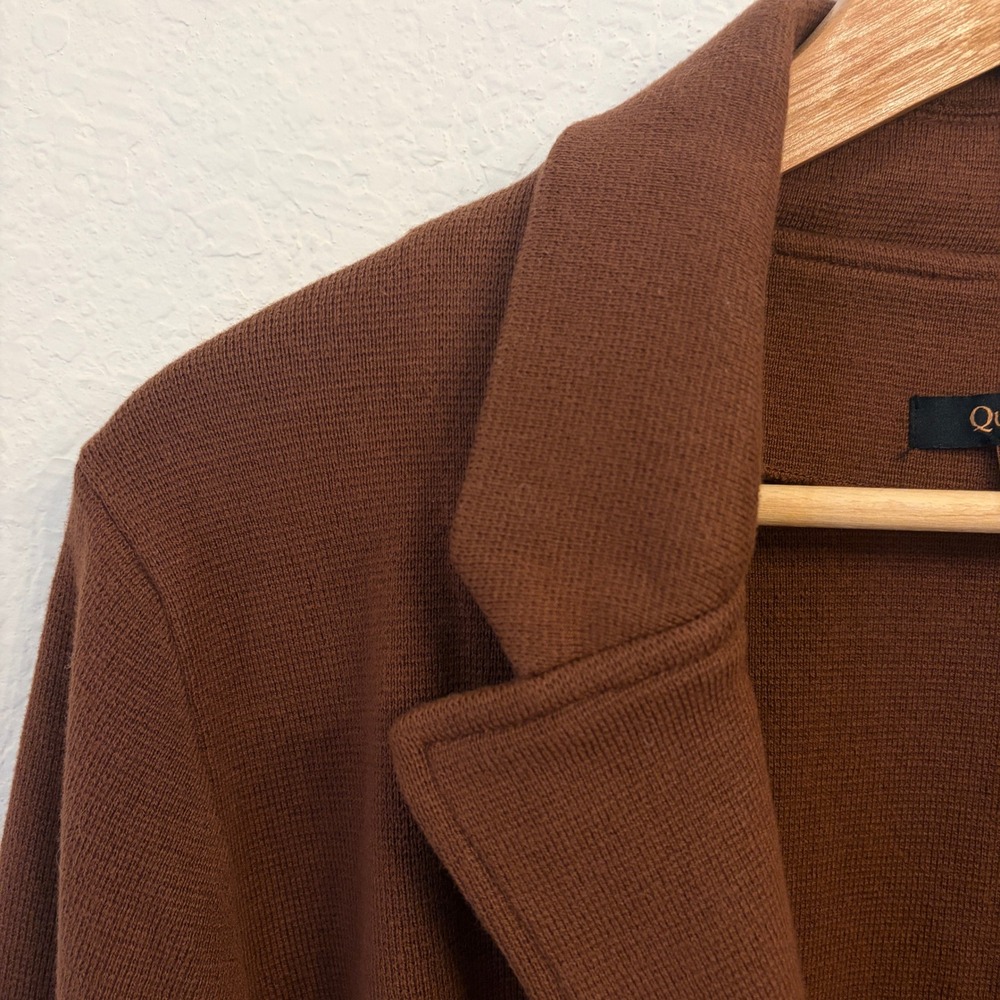 Quince 100% Organic Cotton Knit Blazer M Open Front Cardigan Sweater Brown - Picture 5 of 8